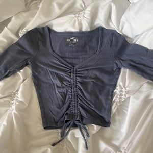 Light Navy Blue Crop Top Vintage Hollister Fitted